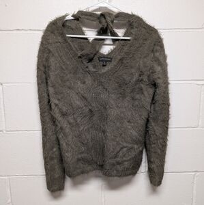 BANANA REPUBLIC (Small) Eyelash Fuzzy Cozy Olive Green Sweater Merino Wool Blend